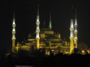 Blue Mosque is beautifully lit at night